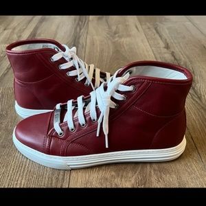 Authentic Gucci Red Leather High Tops Sneakers Men’s Size US 6